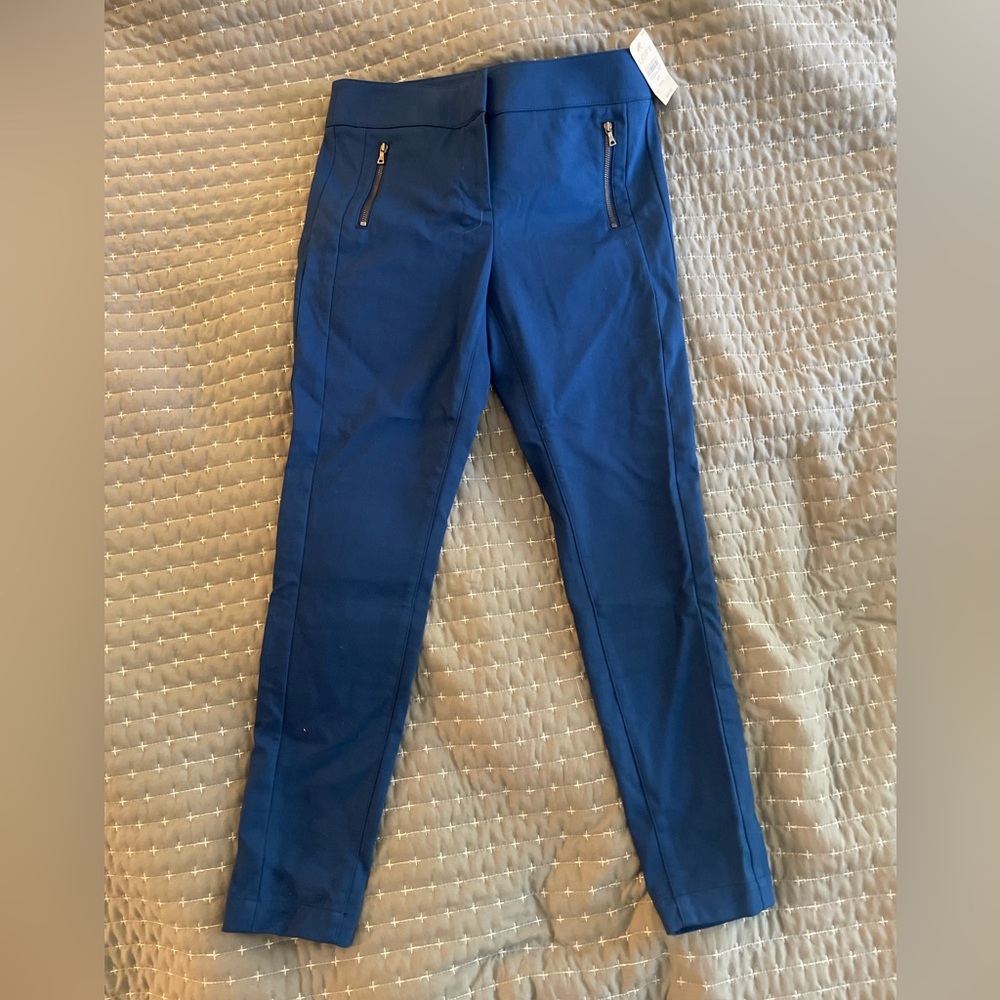 Loft Marisa Petite Blue Pants with Zipper Pockets